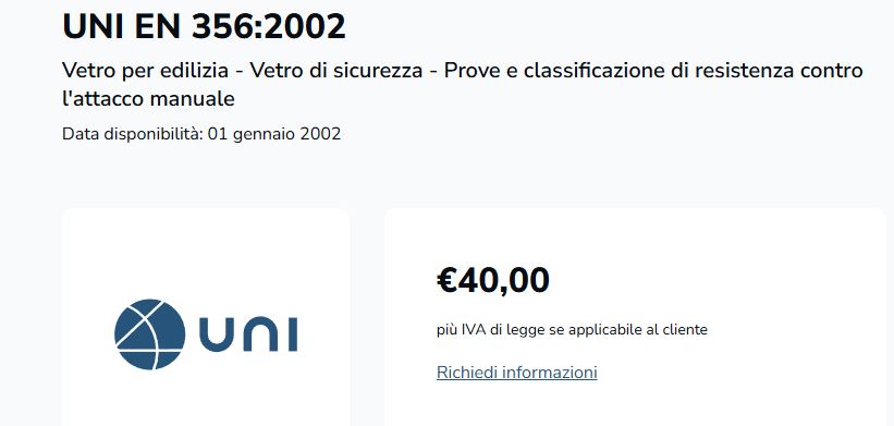 Norma sicurezza vetri UNI EN 356